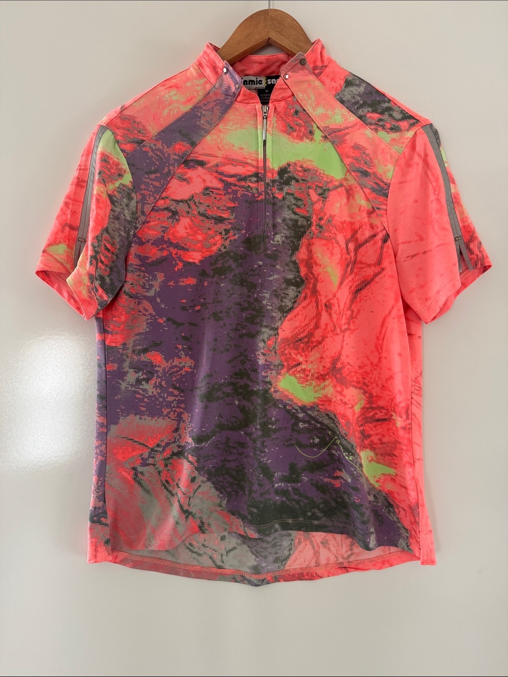 Jamie Sadock Women Shirt Medium Multicolor Golf Short Sleeve #2090 Coral Purple